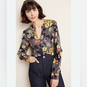 Anthropologie Vineet Bahl Billie Buttondown Top - Size 8